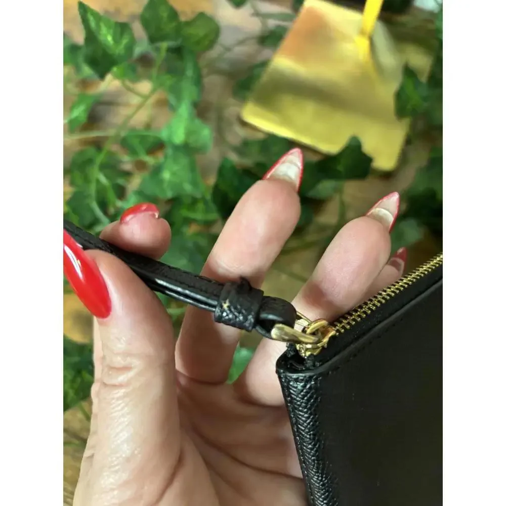 Coach Black Pebbled Wristlet